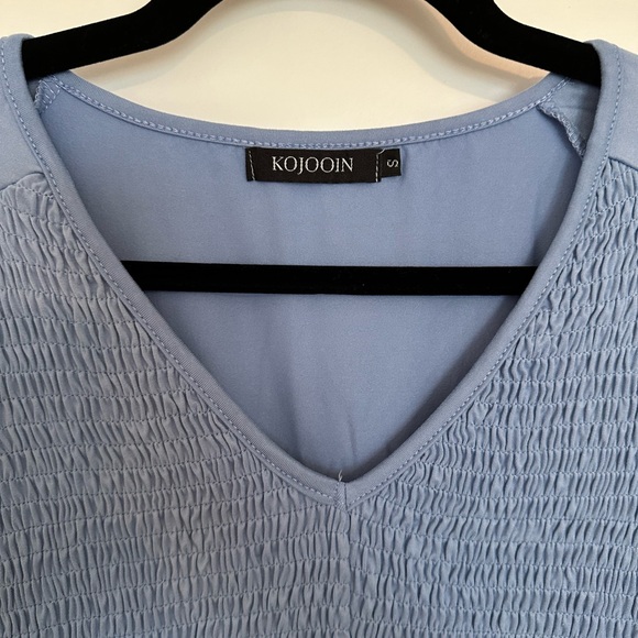 Maternity Smocked Short Sleeve Summer Dress V Neck Boho Ruffle Casual Swing Midi - Picture 3 of 11